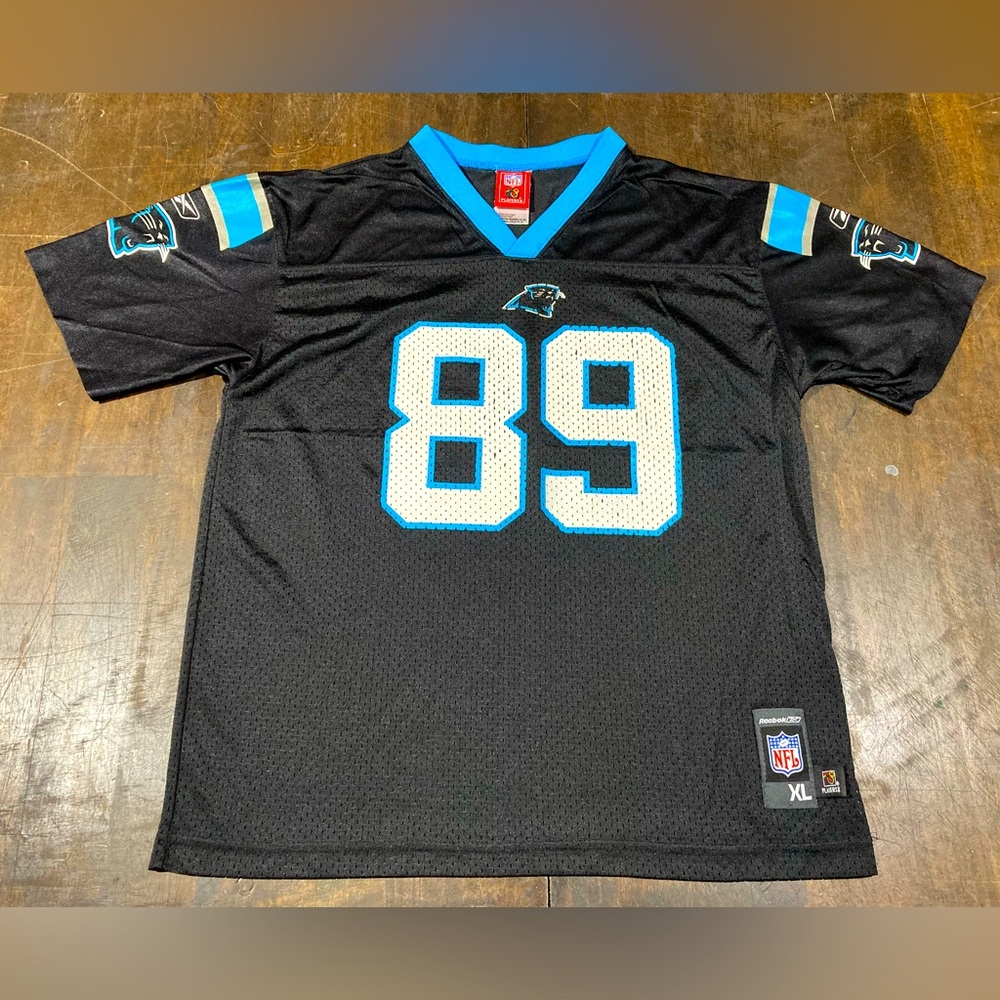 Carolina Panthers Jersey Youth XL Black Reebok Steve Smith #89 NFL Players